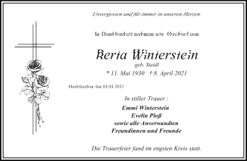 Traueranzeige von Berta Winterstein von Frankenpost