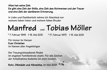 Traueranzeige von ManfredTobias MöllerMöller von Südthüringer Presse