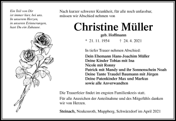 Traueranzeige von Christine Müller von Südthüringer Presse