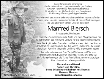 Traueranzeige von Manfred Biersch von Neue Presse Coburg