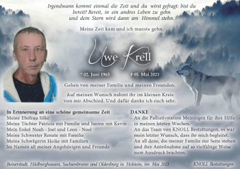 Traueranzeige von Uwe Krell von Südthüringer Presse