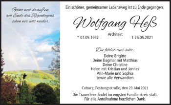Traueranzeige von Wolfgang Heß von Neue Presse Coburg