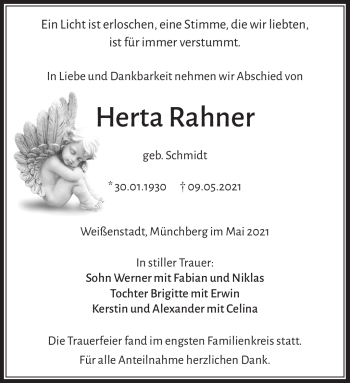 Traueranzeige von Herta Rahner von Frankenpost