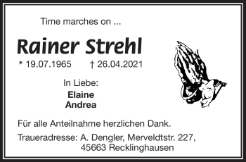 Traueranzeige von Rainer Strehl von Frankenpost