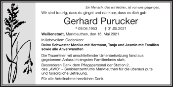 Traueranzeige von Gerhard Purucker von Frankenpost