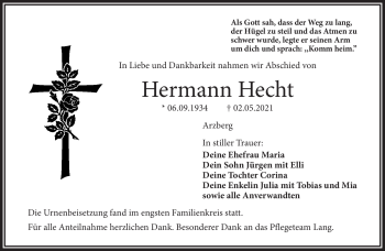 Traueranzeige von Hermann Hecht von Frankenpost