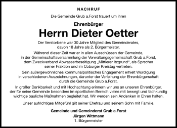Traueranzeige von n.a. Oetter von Neue Presse Coburg