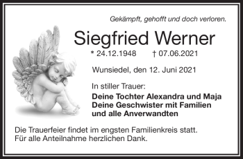 Traueranzeige von Siegfried Werner von Frankenpost
