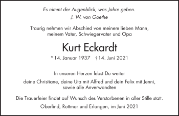 Traueranzeige von Kurt Eckardt von Südthüringer Presse