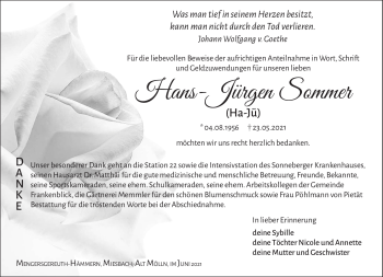 Traueranzeige von Hans-Jürgen Sommer von Südthüringer Presse