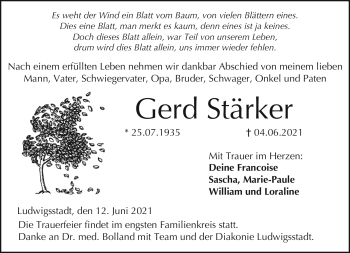 Traueranzeige von Gerd Stärker von Neue Presse Coburg