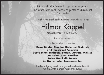 Traueranzeige von Hilmar Käppel von Frankenpost