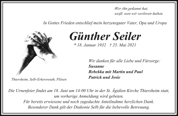 Traueranzeige von Günther Seiler von Frankenpost