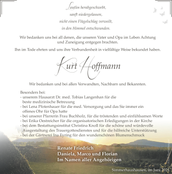 Traueranzeige von Kurt Hoffmann von Südthüringer Presse