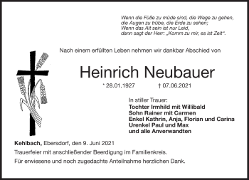 Traueranzeige von Heinrich Neubauer von Neue Presse Coburg