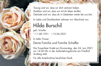 Traueranzeige von Hilda Burschil von Frankenpost