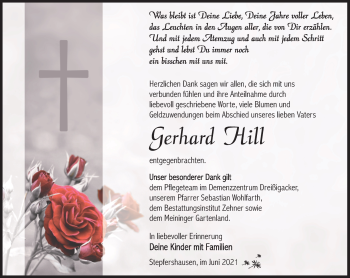 Traueranzeige von Gerhard Hill von Südthüringer Presse