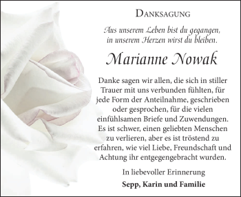 Traueranzeige von Marianne Nowak von Neue Presse Coburg