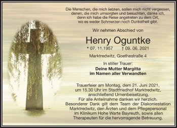 Traueranzeige von Henry Ogunthke von Frankenpost