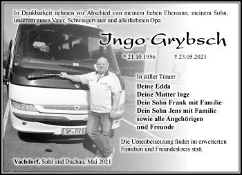 Traueranzeige von Ingo Grybsch von Südthüringer Presse