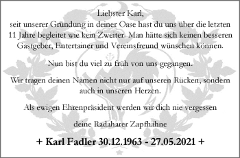 Traueranzeige von Karl Fadler von Neue Presse Coburg