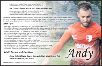 Traueranzeige von Andy Kob von Südthüringer Presse