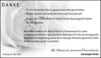 Traueranzeige von Mariechen Förbs von Neue Presse Coburg