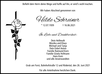 Traueranzeige von Hilde Schreiner von Neue Presse Coburg
