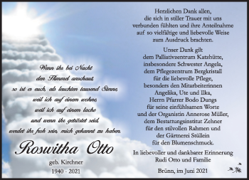 Traueranzeige von Roswitha Otto von Südthüringer Presse