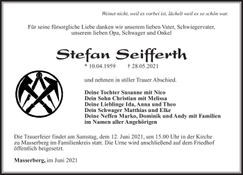 Traueranzeige von Stefan Seifferth von Südthüringer Presse