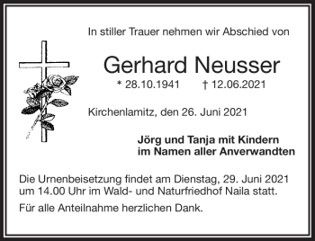Traueranzeige von Gerhard Neusser von Frankenpost