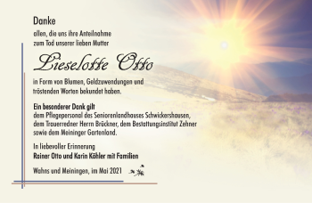 Traueranzeige von Lieselotte Otto von Südthüringer Presse