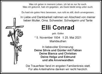 Traueranzeige von Elli Conrad von Frankenpost