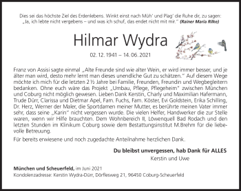 Traueranzeige von Hilmar Wydra von Neue Presse Coburg