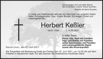 Traueranzeige von Herbert Keßler von Neue Presse Coburg