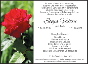 Traueranzeige von Sonja Valtin von Neue Presse Coburg