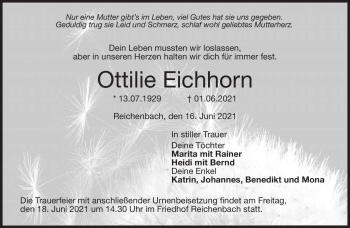 Traueranzeige von Ottilie Eichhorn von Neue Presse Coburg