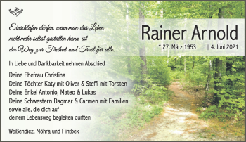 Traueranzeige von Rainer Arnold von Südthüringer Presse
