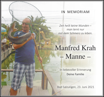 Traueranzeige von Manfred Krah von Südthüringer Presse