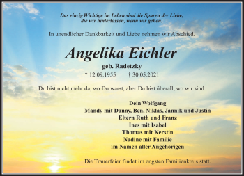 Traueranzeige von Angelika Eichler von Südthüringer Presse