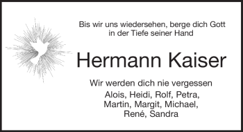 Traueranzeige von Hermann Kaiser von Frankenpost