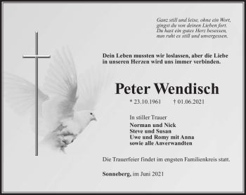 Traueranzeige von Peter Wendisch von Südthüringer Presse