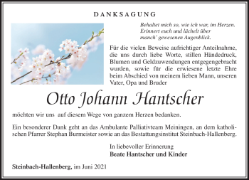 Traueranzeige von Otto Johann Hantscher von Südthüringer Presse