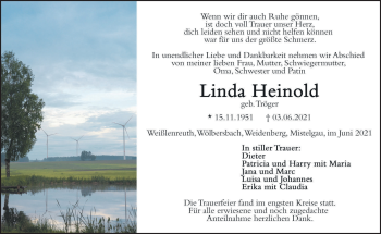 Traueranzeige von Linda Heinold von Frankenpost