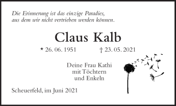Traueranzeige von Claus Kalb von Neue Presse Coburg