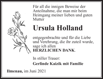 Traueranzeige von Ursula Holland von Südthüringer Presse