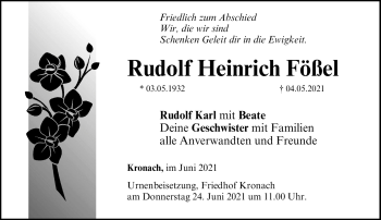 Traueranzeige von Rudolf Heinrich Fößel von Neue Presse Coburg