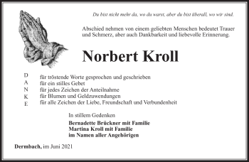 Traueranzeige von Norbert Kroll von Südthüringer Presse