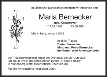 Traueranzeige von Maria Bernecker von Frankenpost