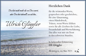 Traueranzeige von Ulrich Glöggler von Südthüringer Presse